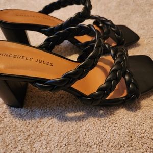 Sincerely Jules Block Heel Braided, crisscross Vanna Strappy Sandals